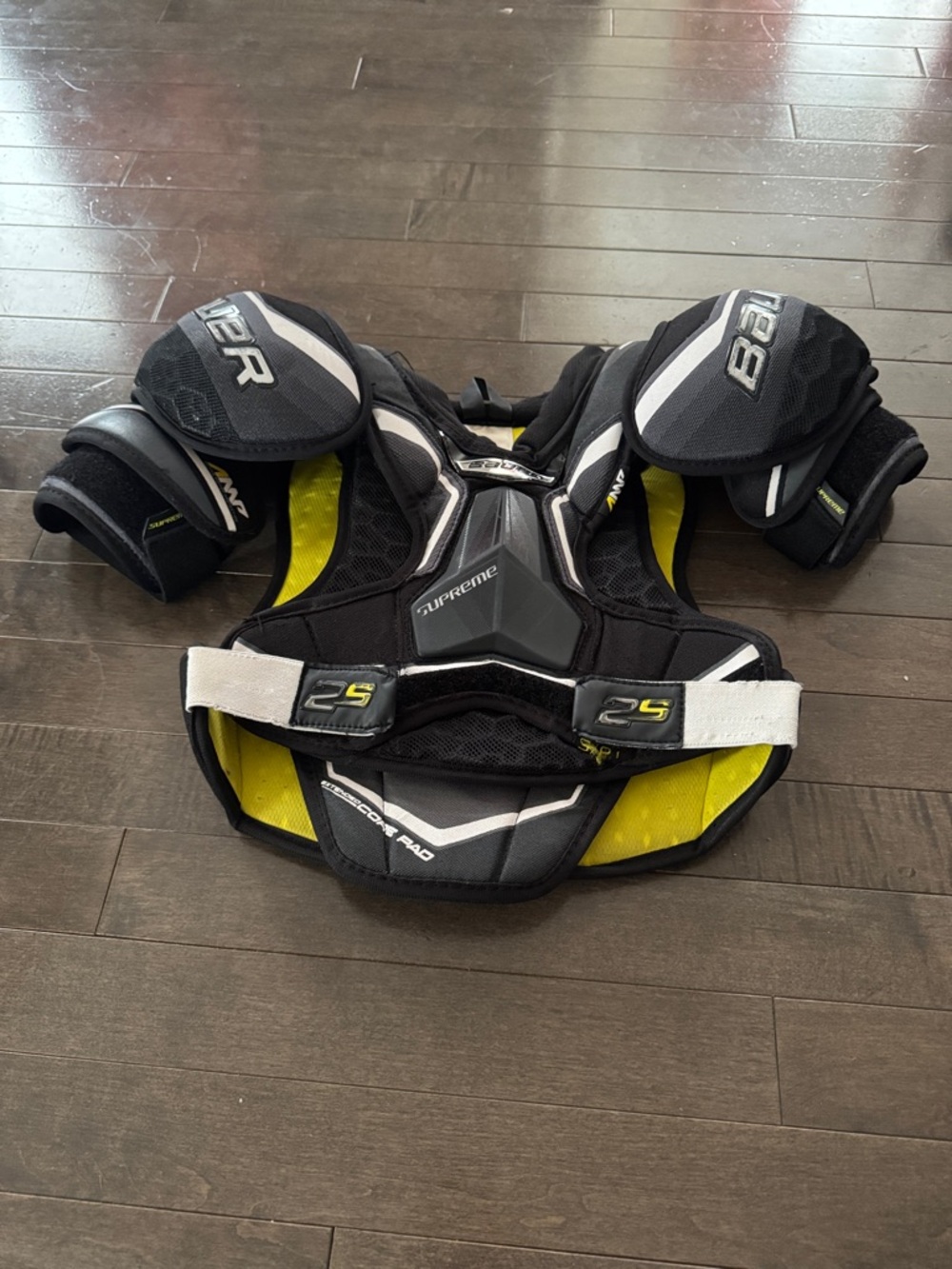 Jr. Bauer Supreme Shoulder Pads in Black, White & Yellow